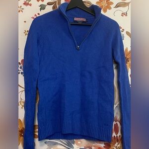 Vineyard Vines S Girls Wool Cashmere Blend Cobalt Dark Blue 1/4 Zip Fall Sweater